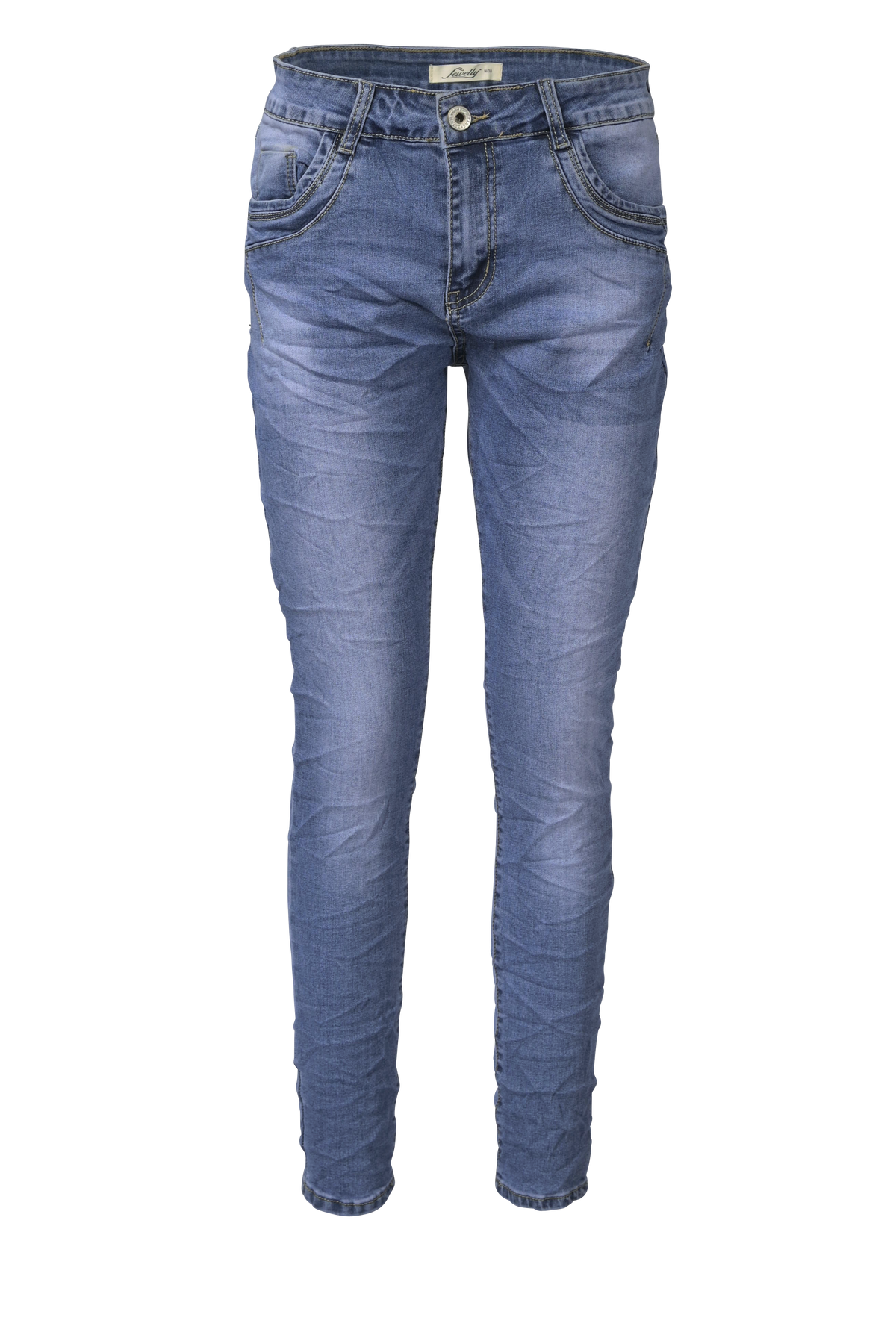 Jewelly Damen Stretch Jeans Five-Pocket-Jeans Boyfriend -Cut by Lexxury mit Reißverschluss…
