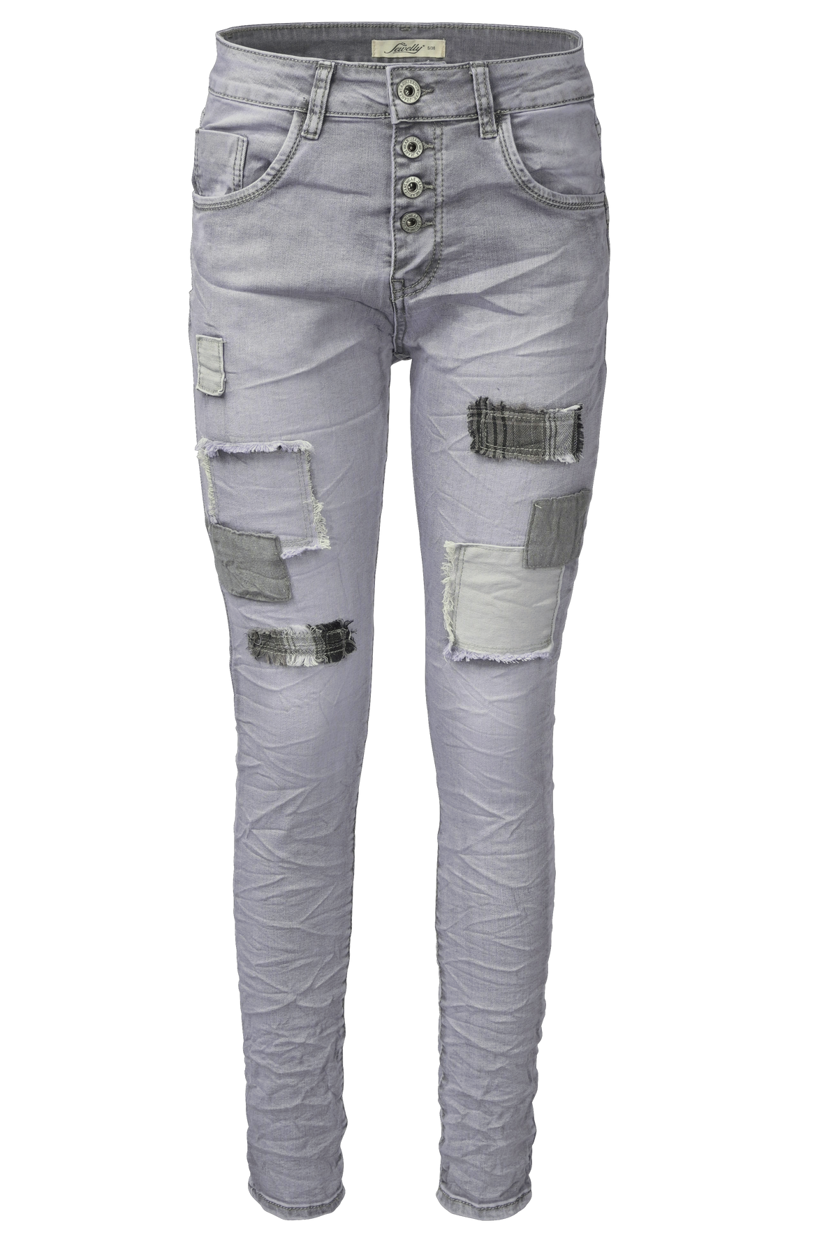 Jewelly Damen Jeans Boyfriend -Cut Patches Aufnäher