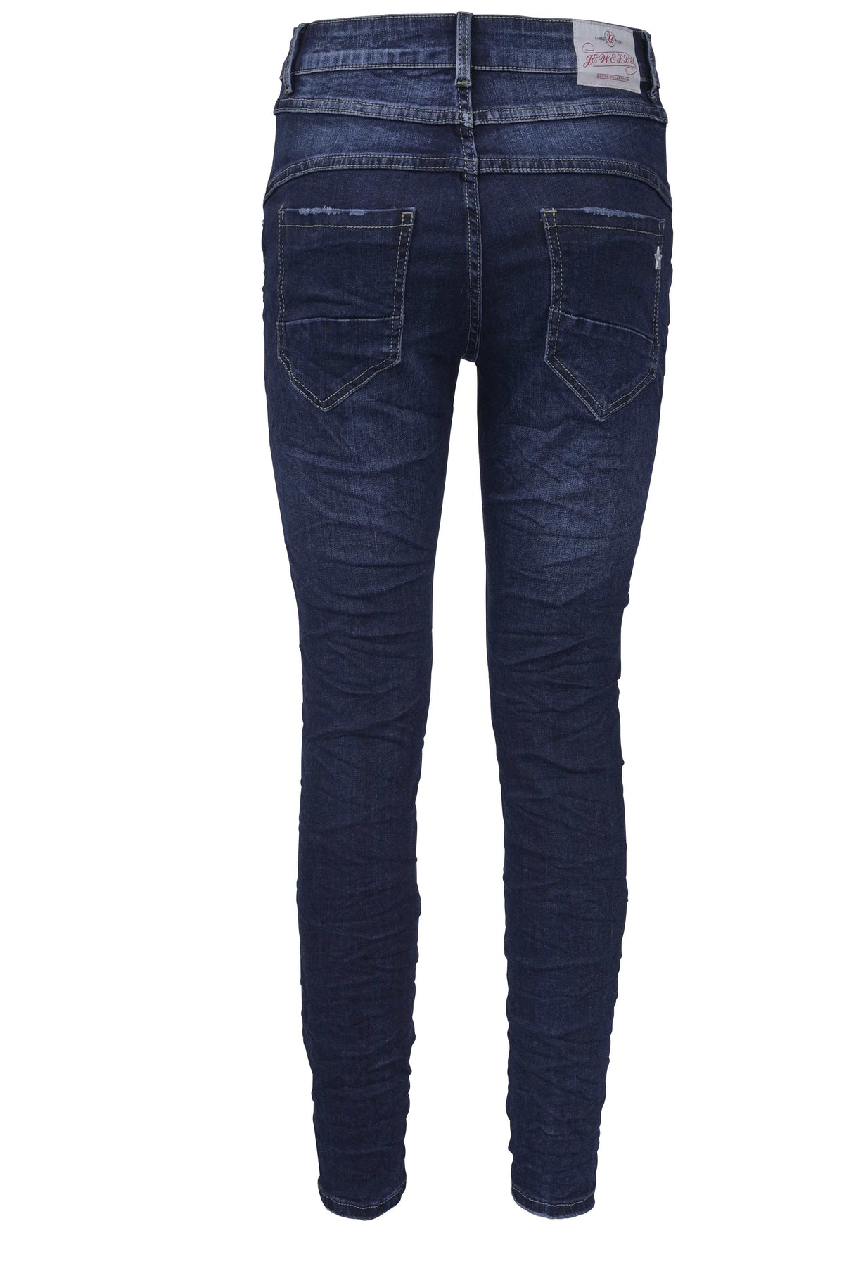 Jewelly Damen Jeans  | Stretch Jeans Five-Pocket im Crash-Look | Boyfriend Hose und sichtbarer Knopfleiste mit Schmuckknöpfen  #1