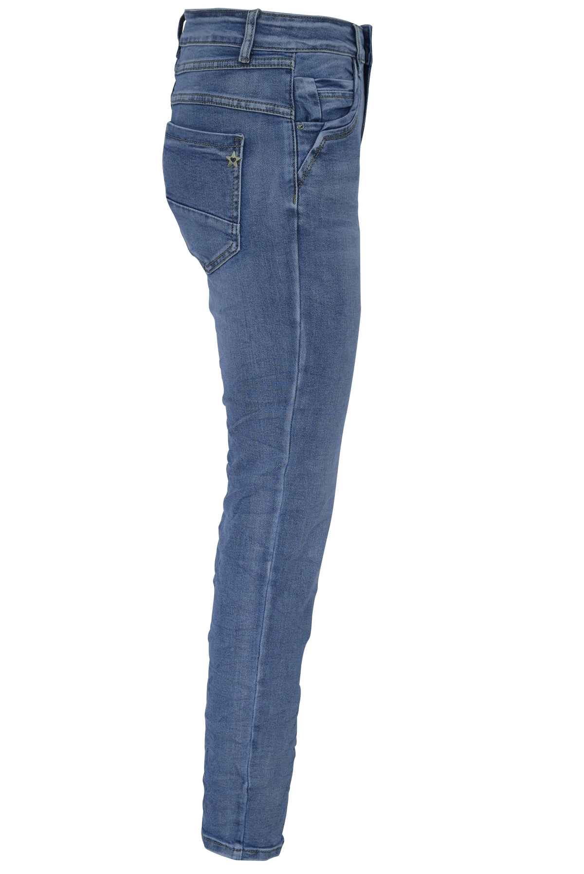 Jewelly Damen Jeans  | Stretch Jeans Five-Pocket im Crash-Look | Boyfriend -Cut - im Crash-Look mit Reißverschluss