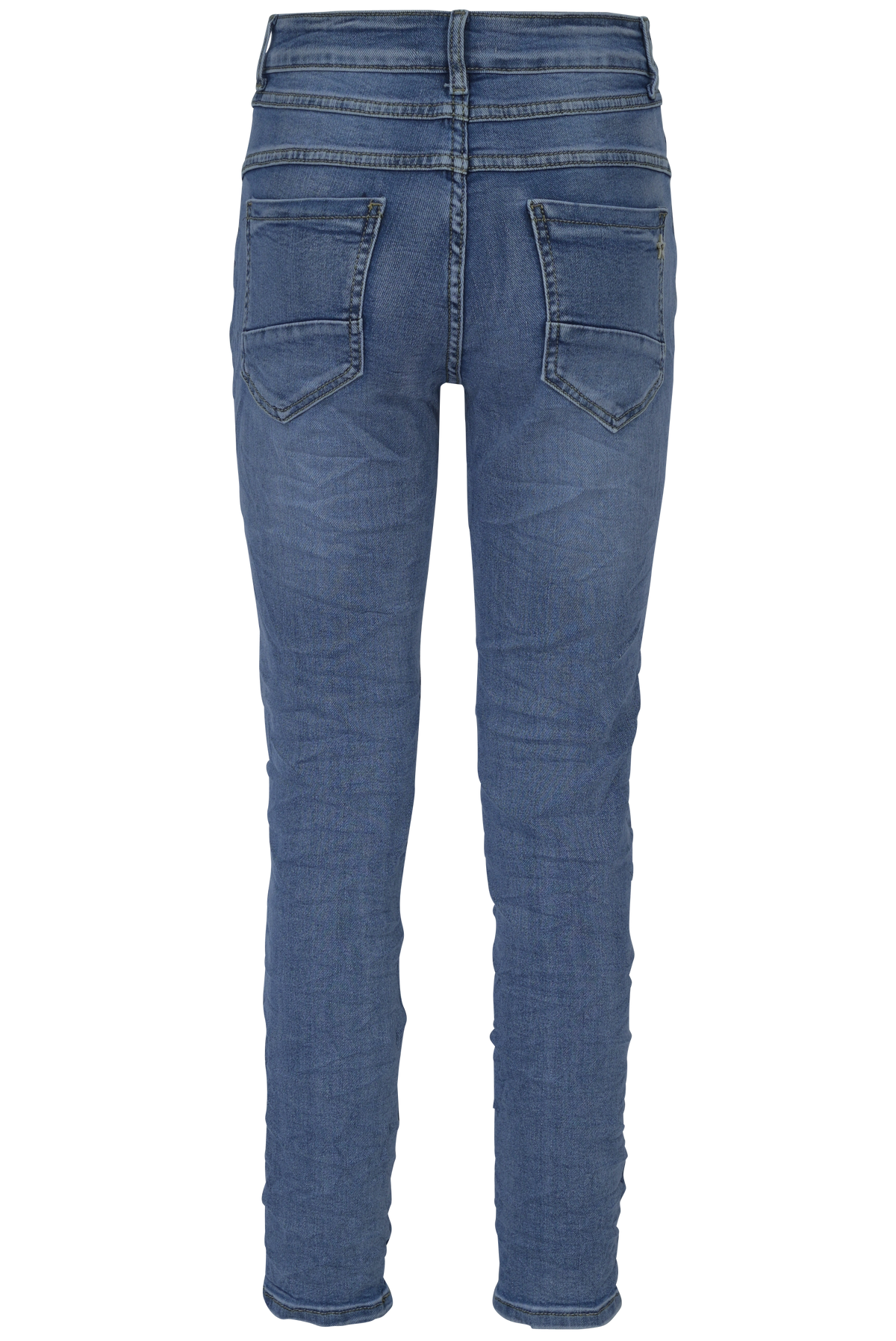 Jewelly Damen Jeans  | Stretch Jeans Five-Pocket im Crash-Look | Boyfriend -Cut - im Crash-Look mit Reißverschluss