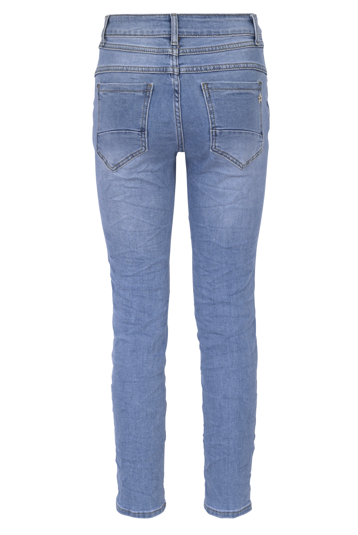 Jewelly Damen Jeans  | Stretch Jeans Five-Pocket im Crash-Look | Boyfriend -Cut - im Crash-Look mit Reißverschluss