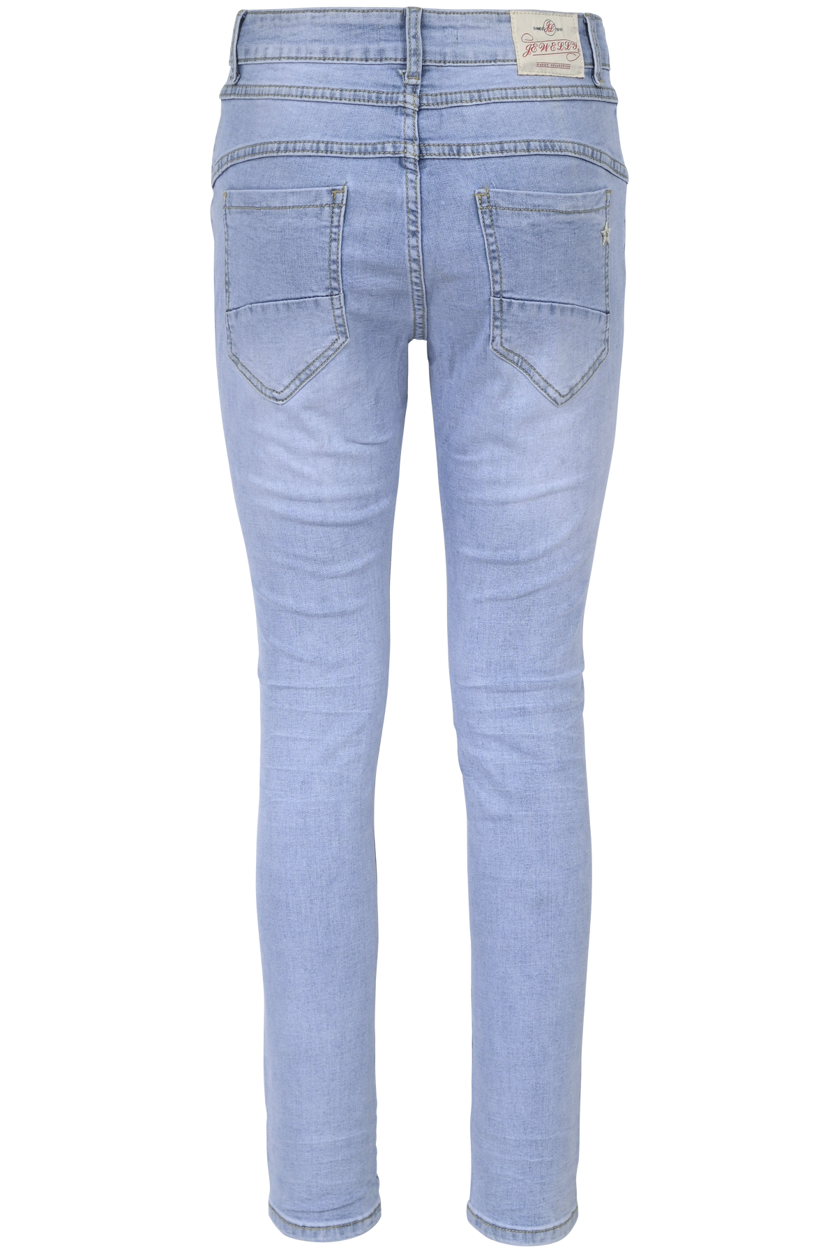 Jewelly Damen Jeans  | Stretch Jeans Five-Pocket im Crash-Look | Boyfriend -Cut - im Crash-Look mit Reißverschluss