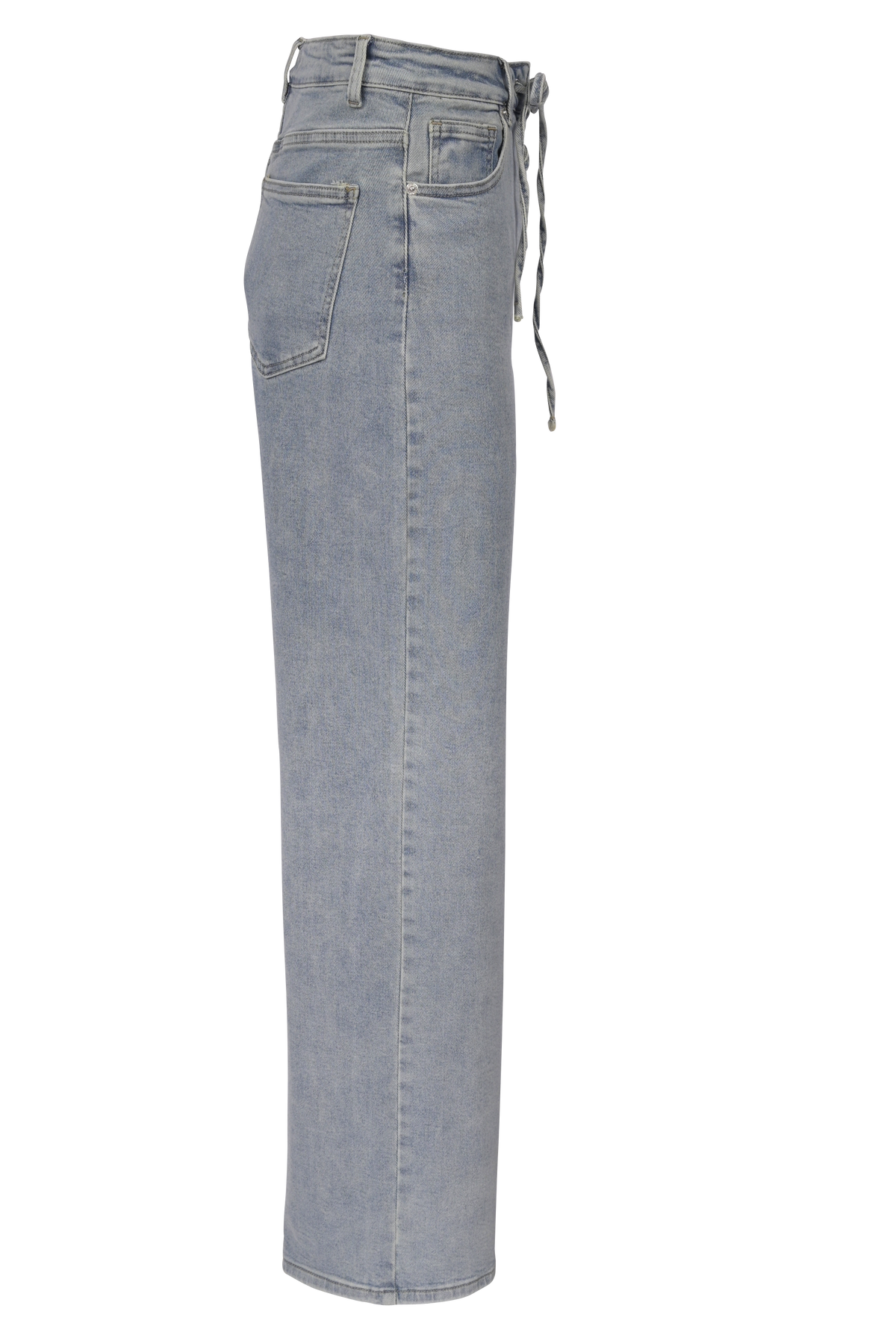 Light Blue Straight-Leg Jeans mit Schnürung – High Waist Fit