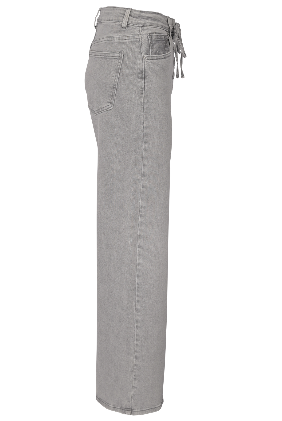 Grey Straight-Leg Jeans mit Schnürung – High Waist Fit