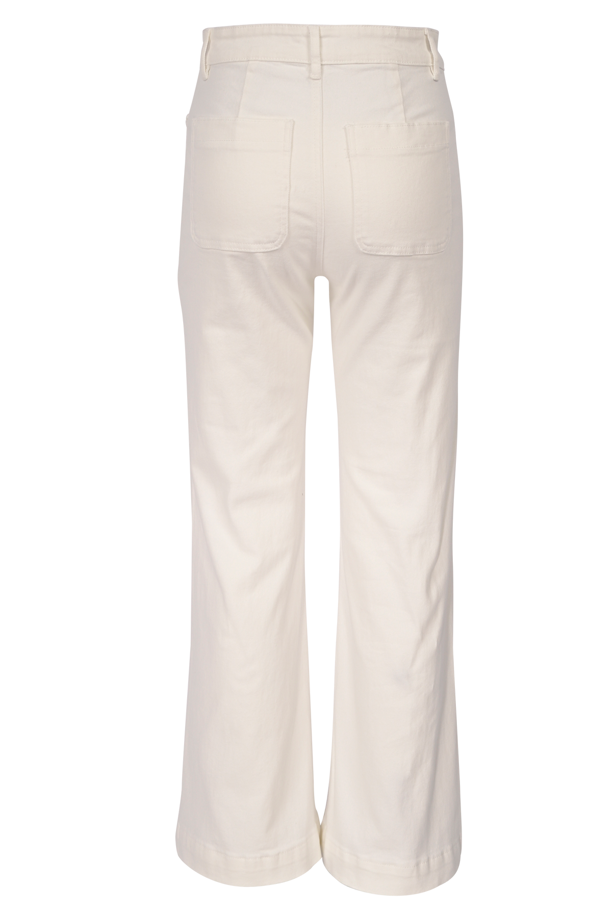 Weiße Bootcut-Jeans mit geflochtenen Taschen – High Waist Fit