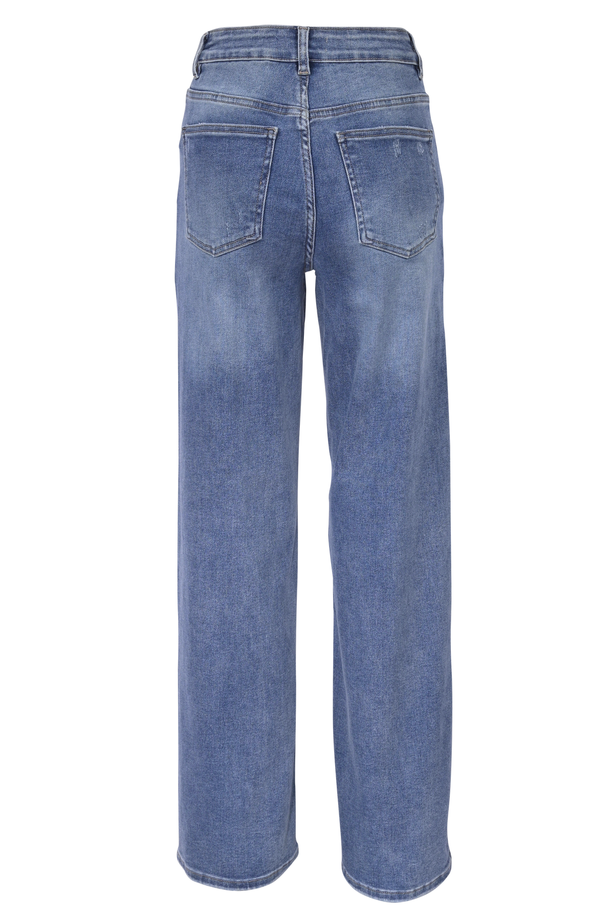 Blue Straight-Leg Jeans – High Waist Fit