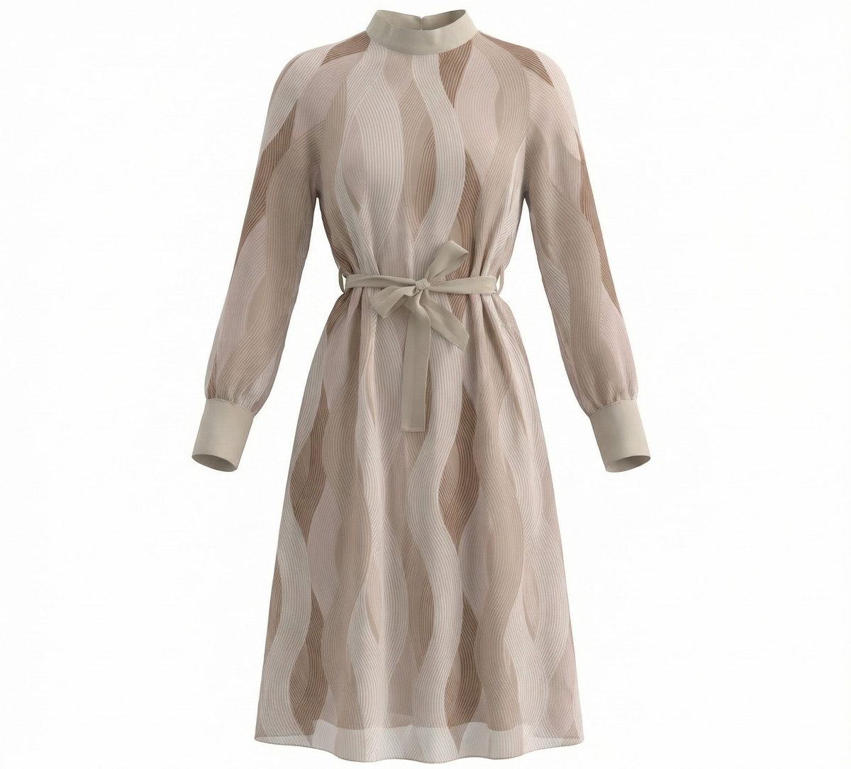 Elegantes Kleid mit Wellenmuster