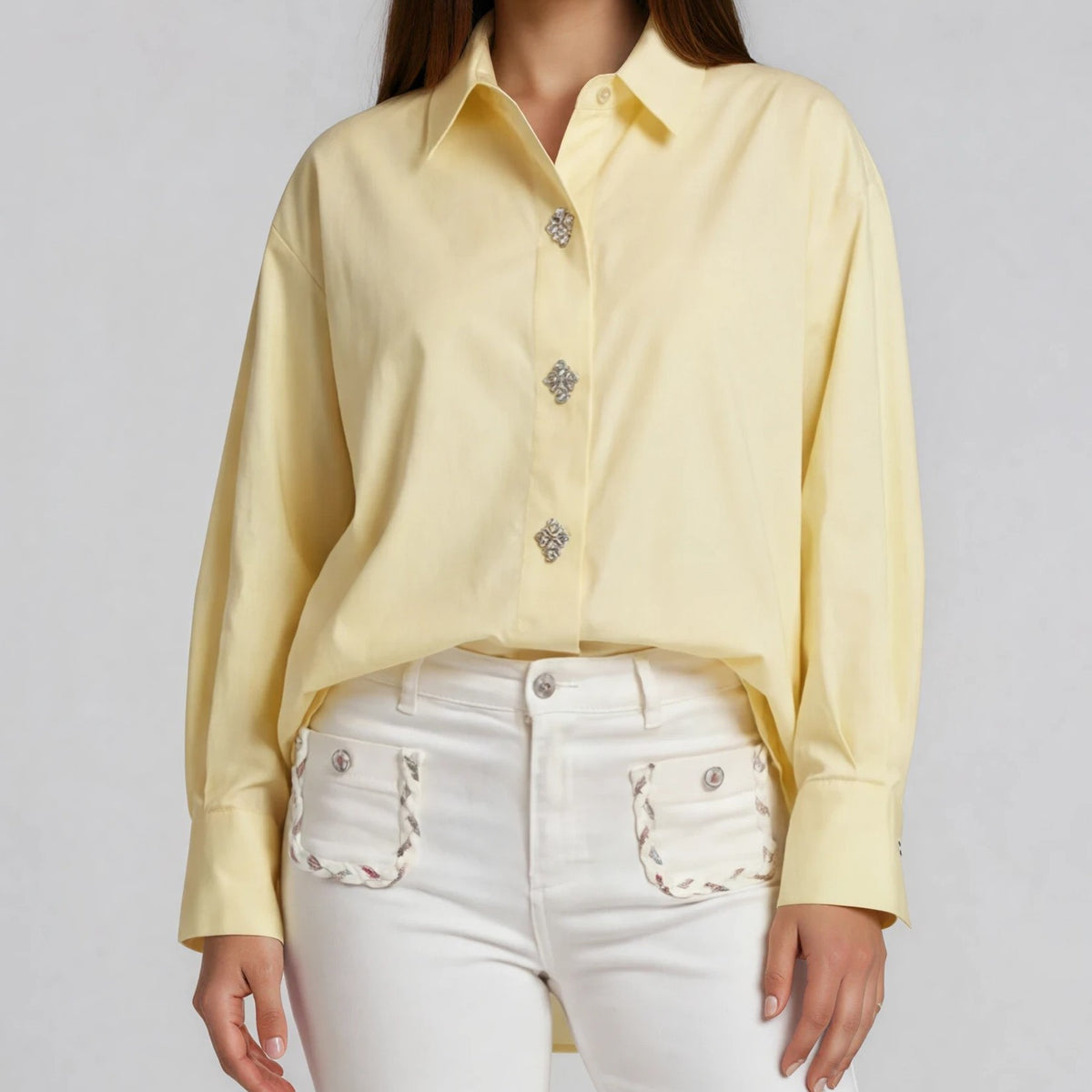 Crystal Button Bluse