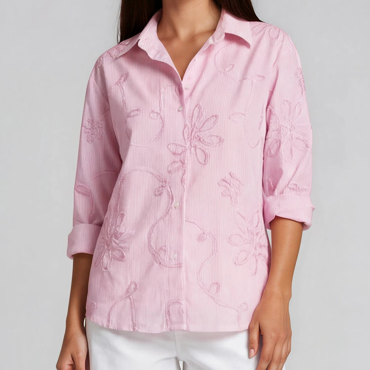 Embroidered Stripe Blouse