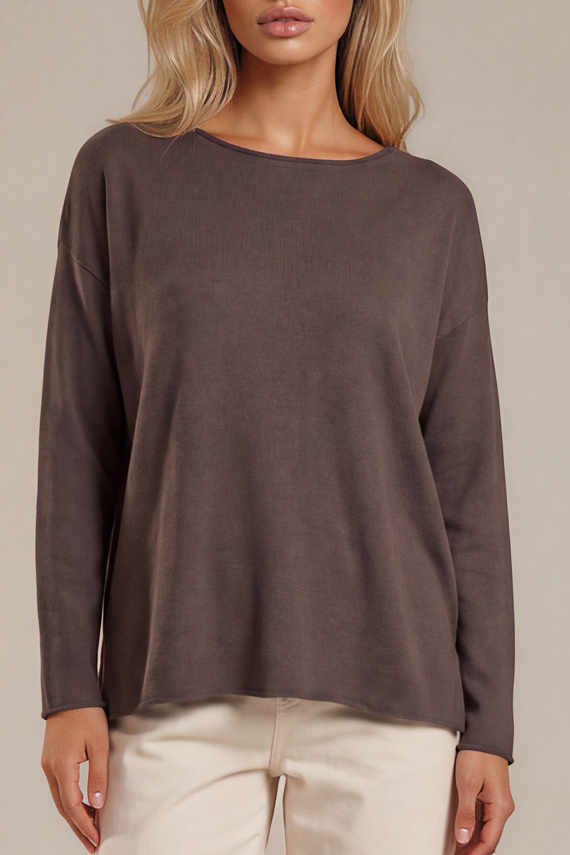 Feinstrickpullover mit Rundhalsausschnitt