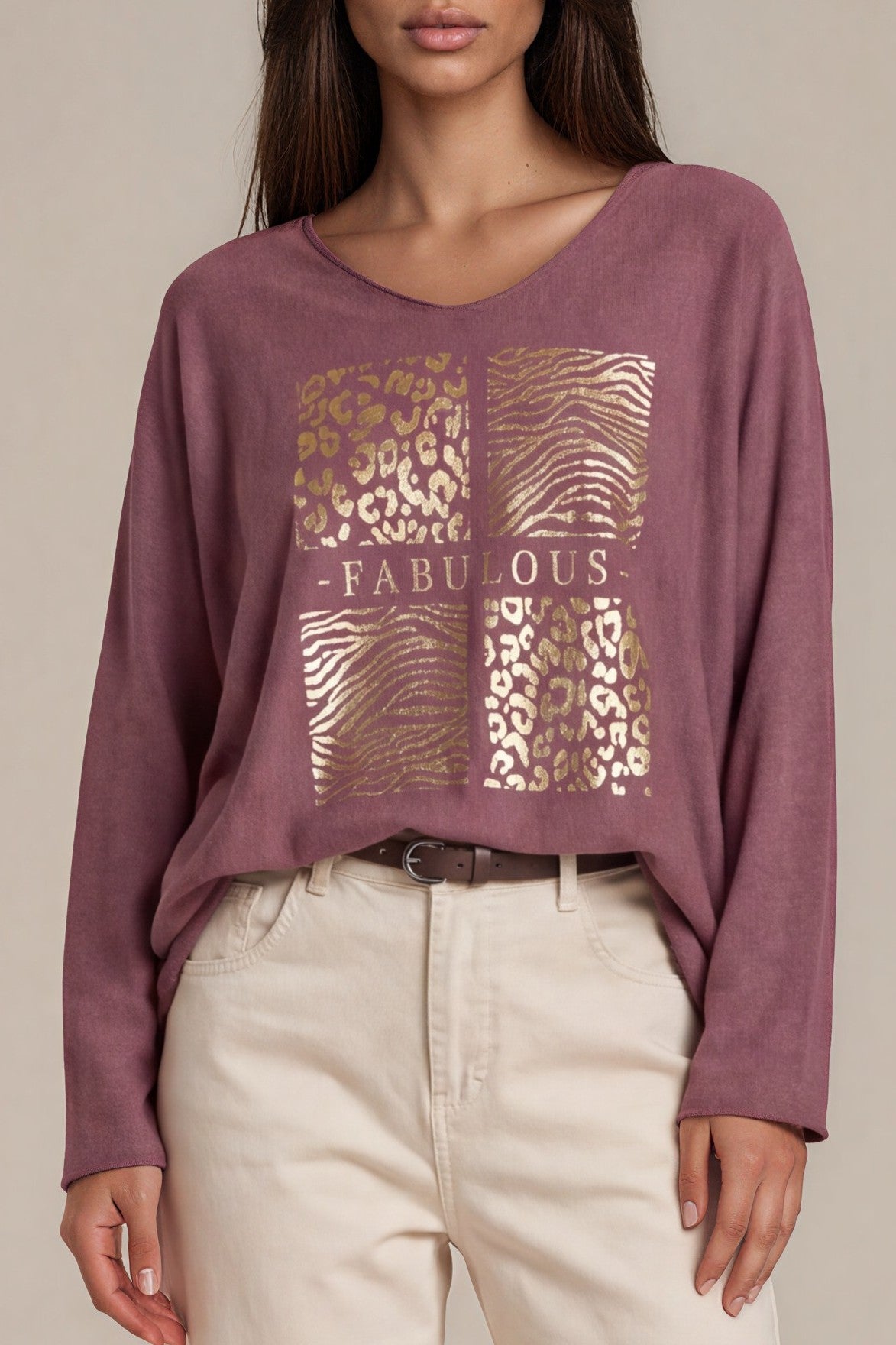 Oversize-Sweatshirt mit „Fabulous“-Goldprint