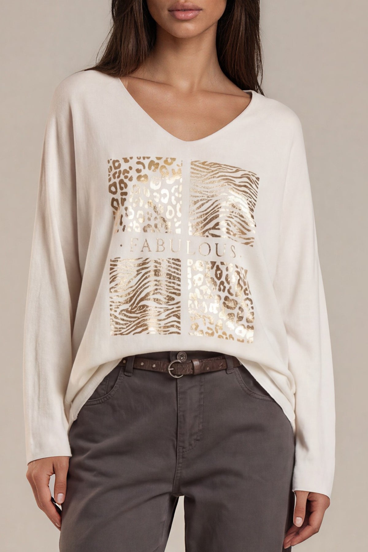 Oversize-Sweatshirt mit „Fabulous“-Goldprint