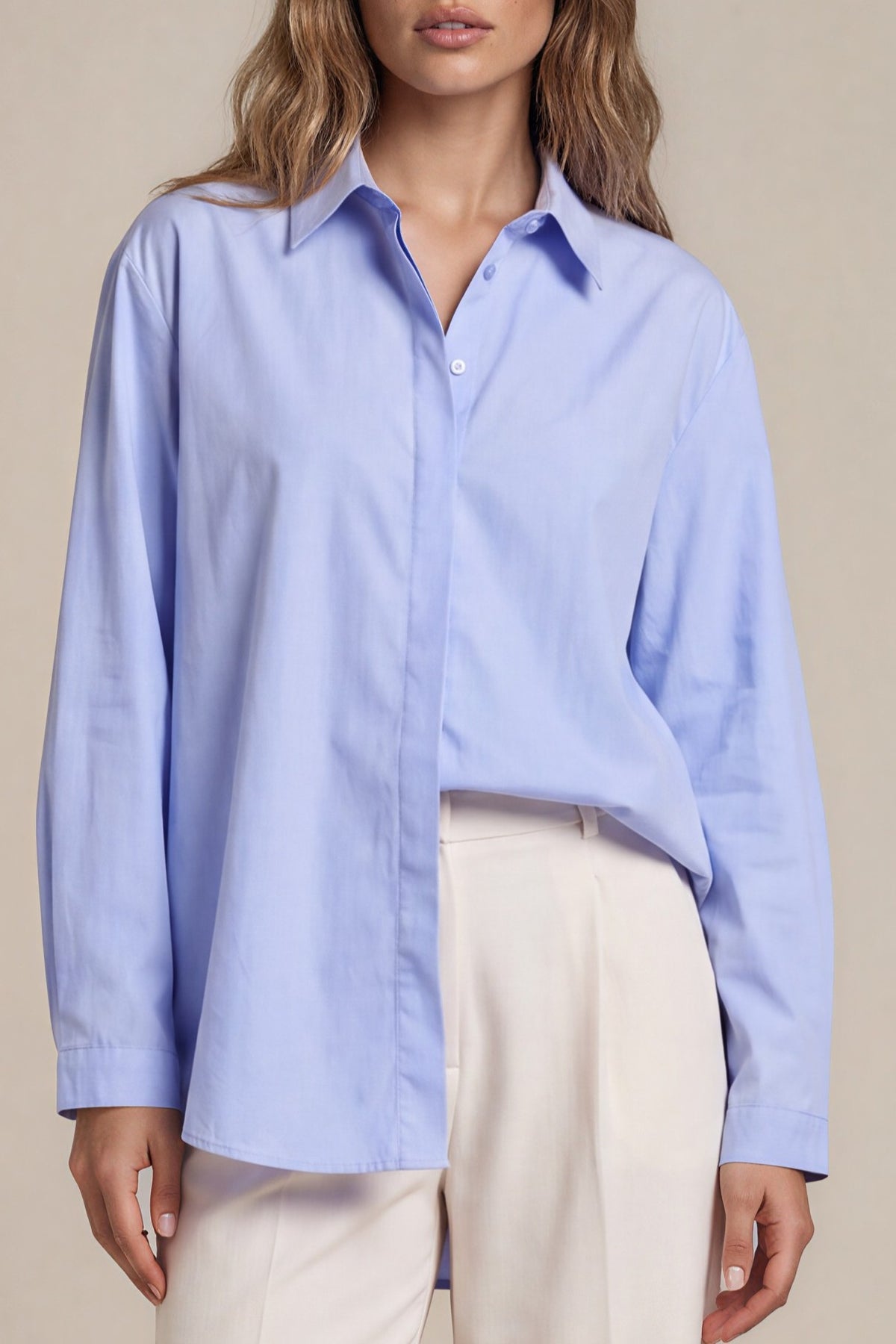 Longbluse mit verdeckter Knopfleiste